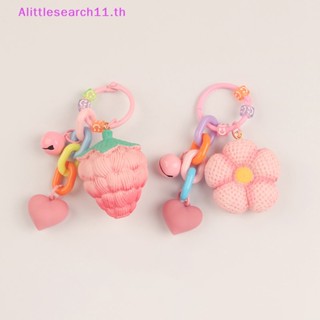 Alittlesearch11 พวงกุญแจอะคริลิคเรซิ่น จี้รูปสตรอเบอร์รี่ ผลไม้ ดอกไม้ สีชมพู สําหรับห้อยกระเป๋า