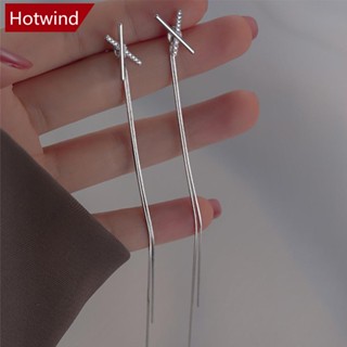 Hotwind ต่างหูติดหู อัลลอย ลายตัวอักษร X ประดับพู่ เรียบง่าย เครื่องประดับ สําหรับผู้หญิง P7Q9