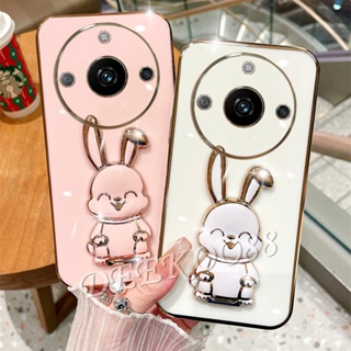 เคสมือถือ แบบนิ่ม ลายการ์ตูนกระต่ายน่ารัก 3D พร้อมขาตั้ง สําหรับ Realme 11 10 Pro+ Pro 5G Coca-Cola Edition C53 C55 NFC GT NEO5 SE 4G Plus 2023 Realme11Pro+