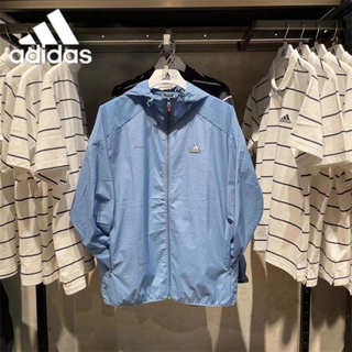 Adidas เสื้อแจ็กเก็ตกันแดด มีฮู้ด แบบบาง แบบดั้งเดิม สําหรับผู้ชาย และผู้หญิง