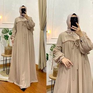 Berliana Dress Gamis Muslim Maxy Women Polos Basic Apk Payet Mutiara Fit To XL Dress Lebaran Modern