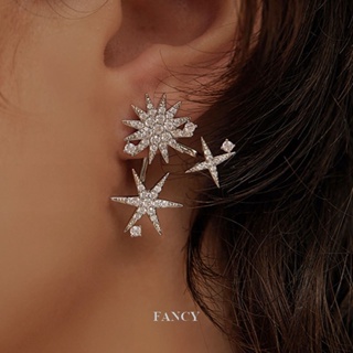 Fancy ใหม่ ต่างหู รูปดาวแปดแฉก ประดับเพชร เพทาย คาร์บอนสูง