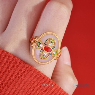 Fancy ใหม่ แหวนเงิน เคลือบหยก สไตล์จีนย้อนยุค ปรับได้ สําหรับผู้หญิง