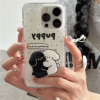 เคสโทรศัพท์มือถือ ซิลิโคน กันกระแทก ลายสุนัขน่ารัก พร้อมที่ตั้งวาง สําหรับ Iphone 12 11 13 14 PRO MAX 14 13ProMax 12 13pro 11 14pro