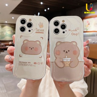 เคสโทรศัพท์มือถือ ขอบโค้ง ลายการ์ตูนหมีชานมไข่มุก 3D แวววาว สําหรับ VIVO Y20 Y21 Y16 Y12S Y12 Y56 Y02A Y15S Y22 Y22S Y35 Y15C Y91C Y21A 2021