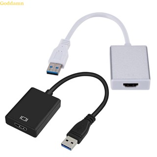 Godd 1080P USB 3 0 2 0 เพื่อแปลงอะแดปเตอร์กราฟฟิค หลายจอแสดงผล สําหรับพีซี แล็ปท็อป โปรเจคเตอร์ การ์ดจอภายนอก