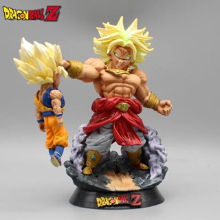  โมเดลฟิกเกอร์ PVC อนิเมะดราก้อนบอล Z Broly VS Goku LG Super Saiyan Glowing Eyes ขนาด 17 ซม. ของเล่นสําหรับเด็ก