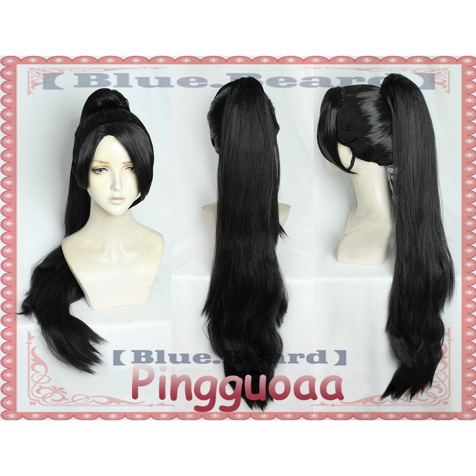 【Blue Beard】Game VALORANT Sage Cosplay Wig 80cm Long Ponytail Wigs Heat Resistant Synthetic Wigs Hal
