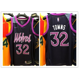 Nba Minnersota Timberwolves No. ขายดี อเนกประสงค์ เสื้อกีฬาบาสเก็ตบอล สีม่วง 32 เมือง 331717