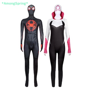 Amongspring&gt; ใหม่ ชุดบอดี้สูท จั๊มสูท คอสเพลย์ Disney Spiderman Miles Morales Tights Superhero Gwen Stacy สําหรับเด็ก ผู้ใหญ่