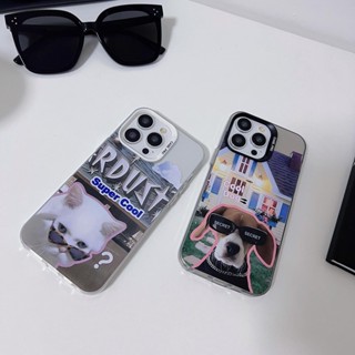 เคสโทรศัพท์มือถือ กรอบโลหะ กันกระแทก ลายแมว สุนัข สําหรับ IPhone 14 13 11 12 Pro Max 14 PLUS