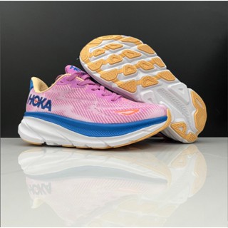 ใหม่ HOKA ONE ONE Clifton 9 รองเท้าวิ่ง ดูดซับแรงกระแทก สีชมพู ฟ้า 2023 M0VT