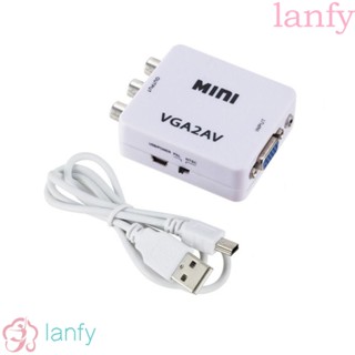 Lanfy อะแดปเตอร์แปลงสายเคเบิล VGA เป็น AV HD 1080P VGA อินพุต Plug and Play AV สําหรับเกมคอนโซล เน็ตบุ๊ก กล่องทีวี DVD โปรเจคเตอร์ ทีวี มอนิเตอร์