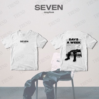 KPOP BTS JUNGKOOK SEVEN 7 อัลบั้ม เสื้อยืดคอตตอน ผู้ชาย ผู้หญิง พลัสไซส์ ตัวอักษรง่ายๆ DAYS A WEEK พิมพ์แขนสั้น ท็อปส์ซู แฟชั่นเกาหลี หลวม ๆ คู่รัก เสื้อยืดลำลอง