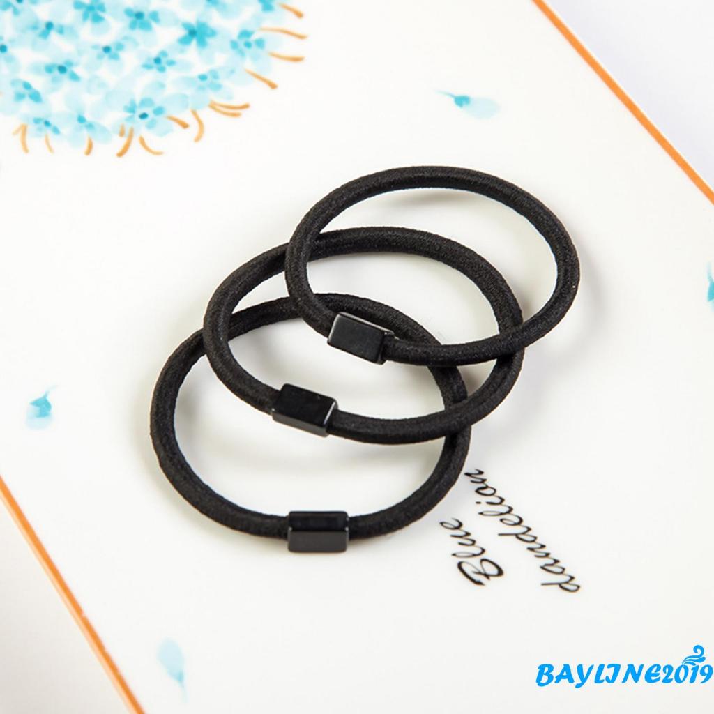 Bay-simple หัวเข็มขัดสีดํายางรัดยืดหยุ่นหัว Tie ยางรัดผมสาวอุปกรณ์เสริมผมสําหรับผู้หญิง Headwear