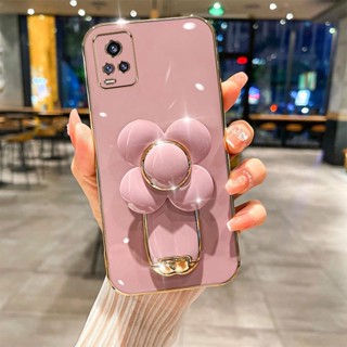 เคสโทรศัพท์มือถือแบบนิ่ม TPU กันกระแทก ลายกังหันลม 3D พร้อมที่ตั้งวาง บางมาก สําหรับ Vivo V20 V20 SE Vivo V21 V21e 5G