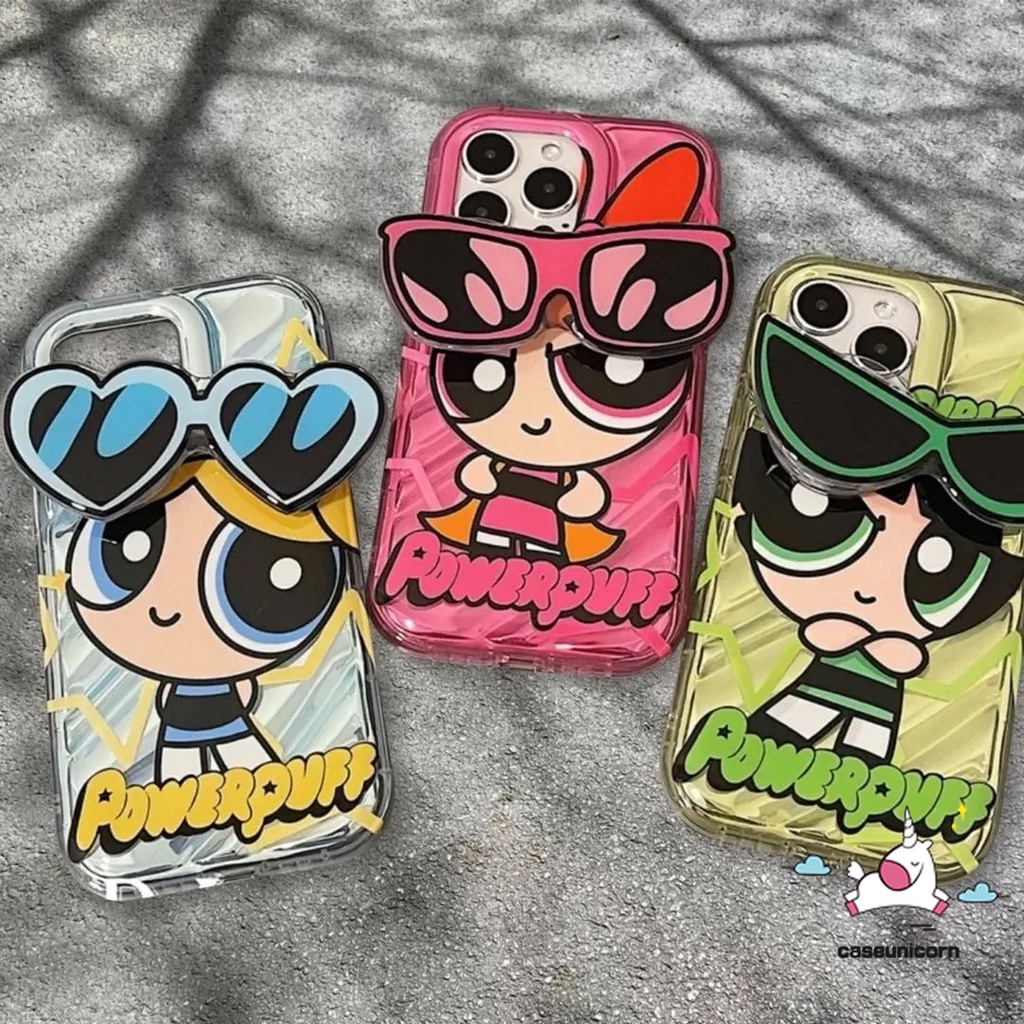 Super Girls เคสโทรศัพท์สําหรับ IPhone Air 16 17 15 11 14 13 12 Pro Max XR 16 7 8 6 6S Plus X XS MAX SE Luxury Laser Card Creative 3D สเตอริโอ Corrugation INS พร้อมผู้ถือ