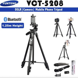 ของแท้ ขาตั้งกล้องมือถือ Yunteng VCT-5208 TRIPOD มีรีโมทบลูทูธ พร้อมที่จับมือถือ/ถุงผ้า/รีโมทบลูทูธ ปรับได้ ส่งจากไทย