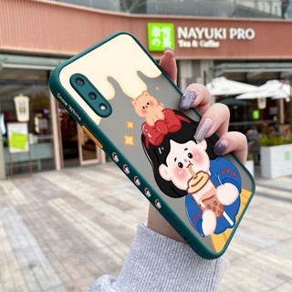 เคสโทรศัพท์มือถือแบบแข็ง ใส กันกระแทก ลายการ์ตูนเด็กผู้หญิงชานม มีลายด้านข้าง สําหรับ Samsung galaxy A02 M02 A02s A03s M02s