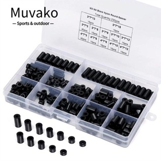 Muvako ชุดสกรูสเปเซอร์ ไนล่อน ทรงกลม สีดํา 230 ชิ้น