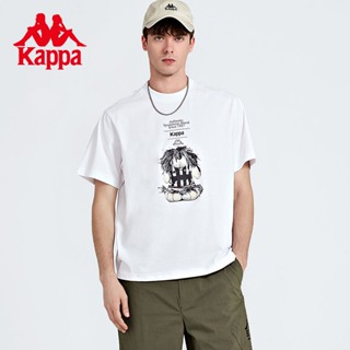 เสื้อยืดแขนสั้นลําลอง ลาย Kapa Kappa Azzurro แฟชั่นคู่รัก สไตล์สปอร์ต สําหรับผู้ชาย และผู้หญิง