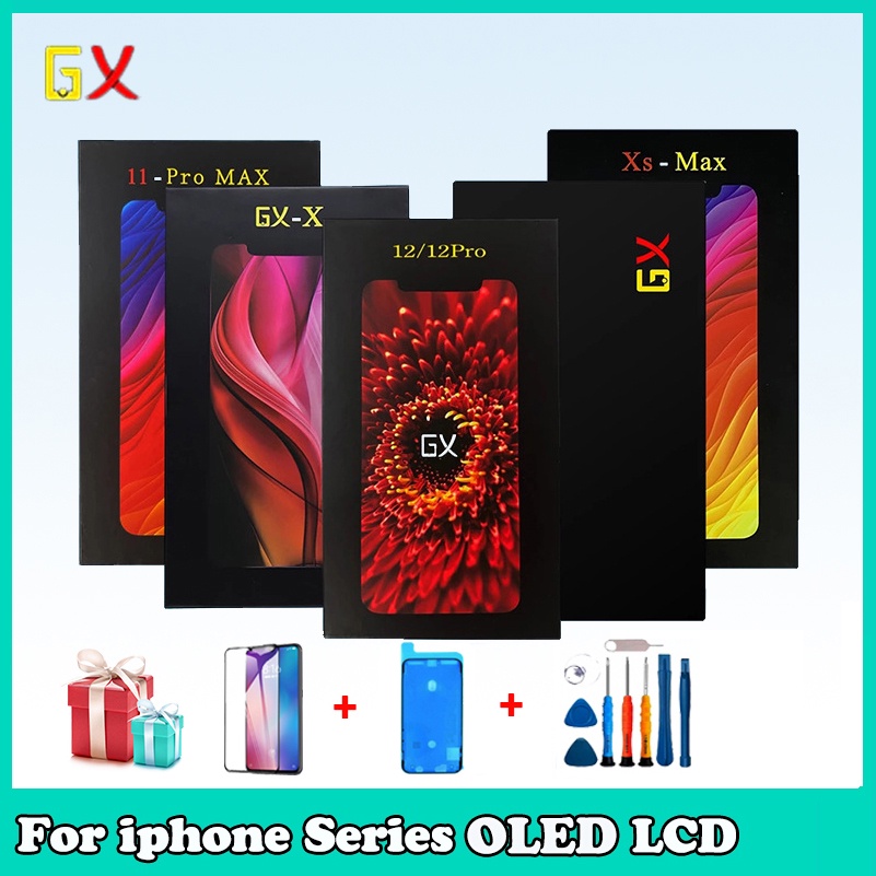 Gx หน้าจอสัมผัสดิจิทัล LCD OLED แบบเปลี่ยน สําหรับ iPhone X XS Max XR 11 12 Pro Max