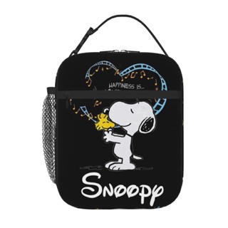 กระเป๋าใส่กล่องอาหารกลางวัน ลายการ์ตูน Snoopy ขนาดพกพา ให้ความอบอุ่น และความเย็น สําหรับเด็กนักเรียน