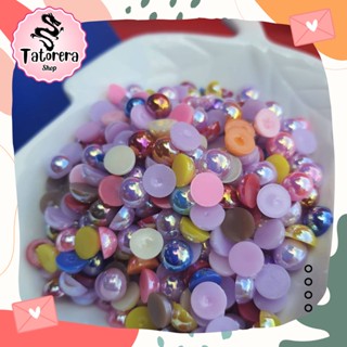 TATORERA 100pcs มุกครึ่งซีกแบบเคลือบสีเงา(มีหลายสีให้เลือก)