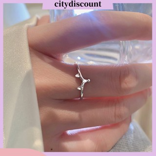 &lt;citydiscount&gt; แหวนชุบไฟฟ้า ชุบทองคําขาว รูปสุนัขจิ้งจอกน้อยน่ารัก เครื่องประดับ สําหรับผู้หญิง