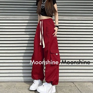 Moon  กางเกงขายาว คาร์โก้ กางเกง เชือกอเมริกันคลาสิค Cargo pants 2023 NEW Korean Style ทันสมัย คุณภาพสูง Comfortable A23L0D8 36Z230909