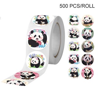 500pcs Cute Party Decoration Self Adhesive Halloween Aesthetic 10 Patterns Round Seal Label Kid Teen Panda Sticker