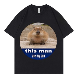 เสื้อยืด ผ้าฝ้าย พิมพ์ลายกราฟฟิค Capybara แนวตลก ขนาดใหญ่ สไตล์ฮิปฮอป สําหรับผู้ชาย ไซซ์ 4XL 5XL 6XL