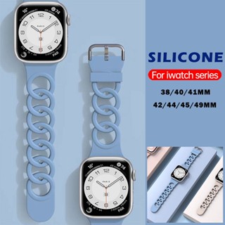 สายนาฬิกาข้อมือซิลิโคน ระบายอากาศ สําหรับ iwatch band Ultra 49 มม. 45 44 42 41 40 38 มม. iwatch series Ultra 8 SE 7 6 5