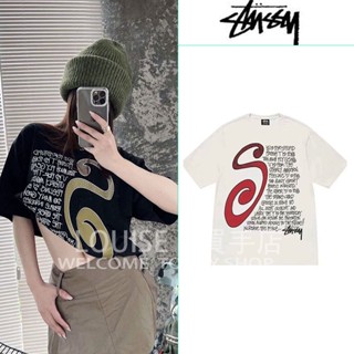 Stussy STUSSY เสื้อยืดแขนสั้น ผ้าฝ้ายแท้ พิมพ์ลายตัวอักษร ทรงหลวม สไตล์สตรีท สําหรับผู้ชาย