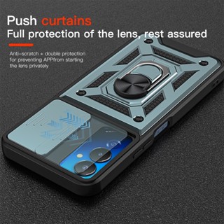 Push Pull Camera Lens Protect Phone Case For Tecno Pova 4 Pro 4Pro Pova4Pro Pova 5 Pova5 4G Shockproof Armor Casing Anti-fall Hard Bumper Ring Holder Bracket Back Cover Shell