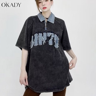 OKADY ฤดูร้อนใหม่แฟชั่นเสื้อโปโลวรรณกรรมเยาวชนนิยมผู้ชายยอดนิยม