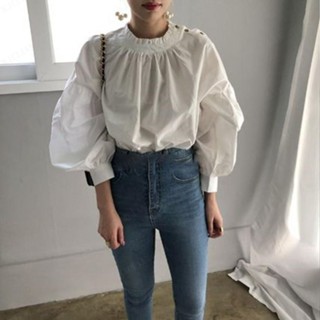 AAA  เสื้อเชิ้ตสไตล์ญี่ปุ่นรุ่นใหม่ แขนยาวทรงสวยเรียบหรู ผ้าลูกไม้สีพาสเทล