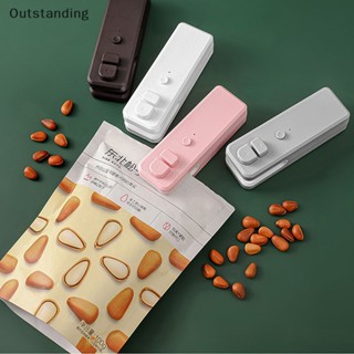 Outstanding เครื่องซีลถุงพลาสติก ขนาดเล็ก แบบพกพา ชาร์จ USB สําหรับถนอมอาหาร ขนมขบเคี้ยว