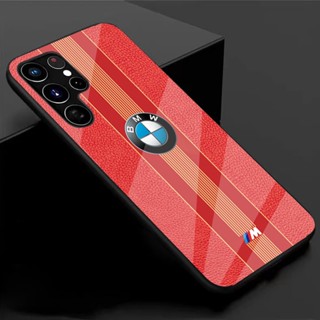 【พร้อมส่ง】เคสโทรศัพท์มือถือแบบแก้วแข็ง กันกระแทก ลายรถสปอร์ต BMW หรูหรา สําหรับ Samsung 23 Ultra Case S22 S21 Plus