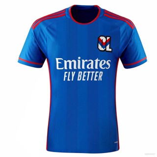 ใหม่ เสื้อยืดแขนสั้น ลายทีมชาติฟุตบอล Olympique Lyonnais Away พลัสไซซ์ 2023-2024