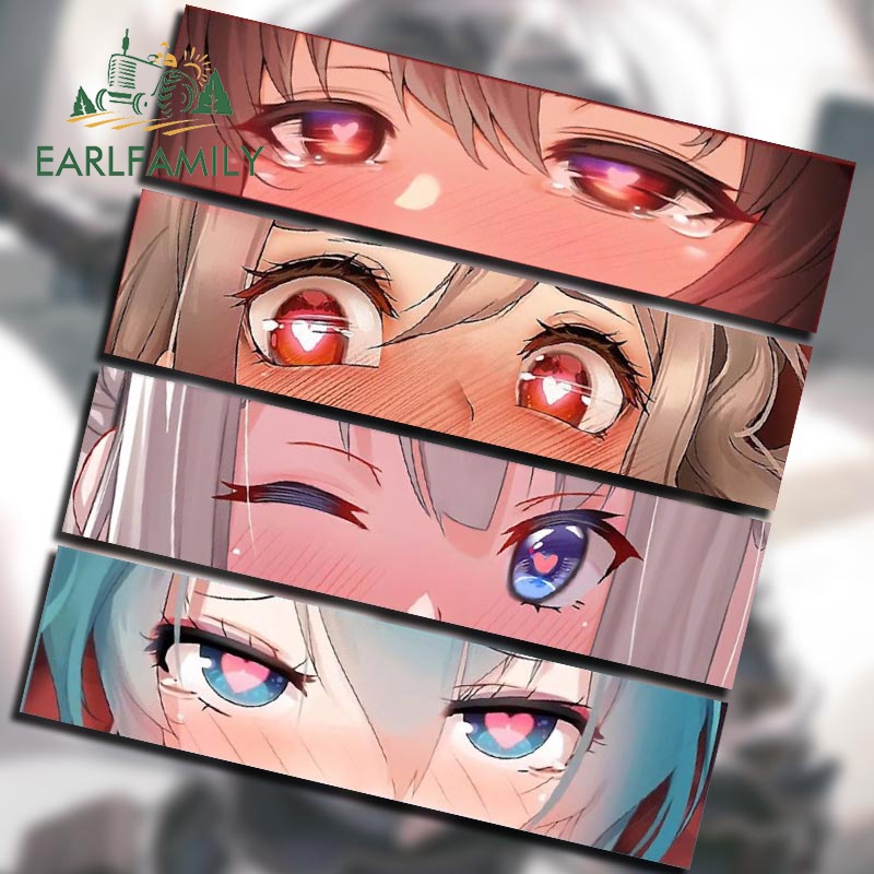 Earlfamily 13 ซม.x 3.3 ซม.สําหรับสาวญี่ปุ่นตารถสติกเกอร์เครื่องปรับอากาศด้านหลังกระจกกระจกมองหลังขวดน้ํากันน้ํา Scratch-Proof 三维 Decal รถสินค้า