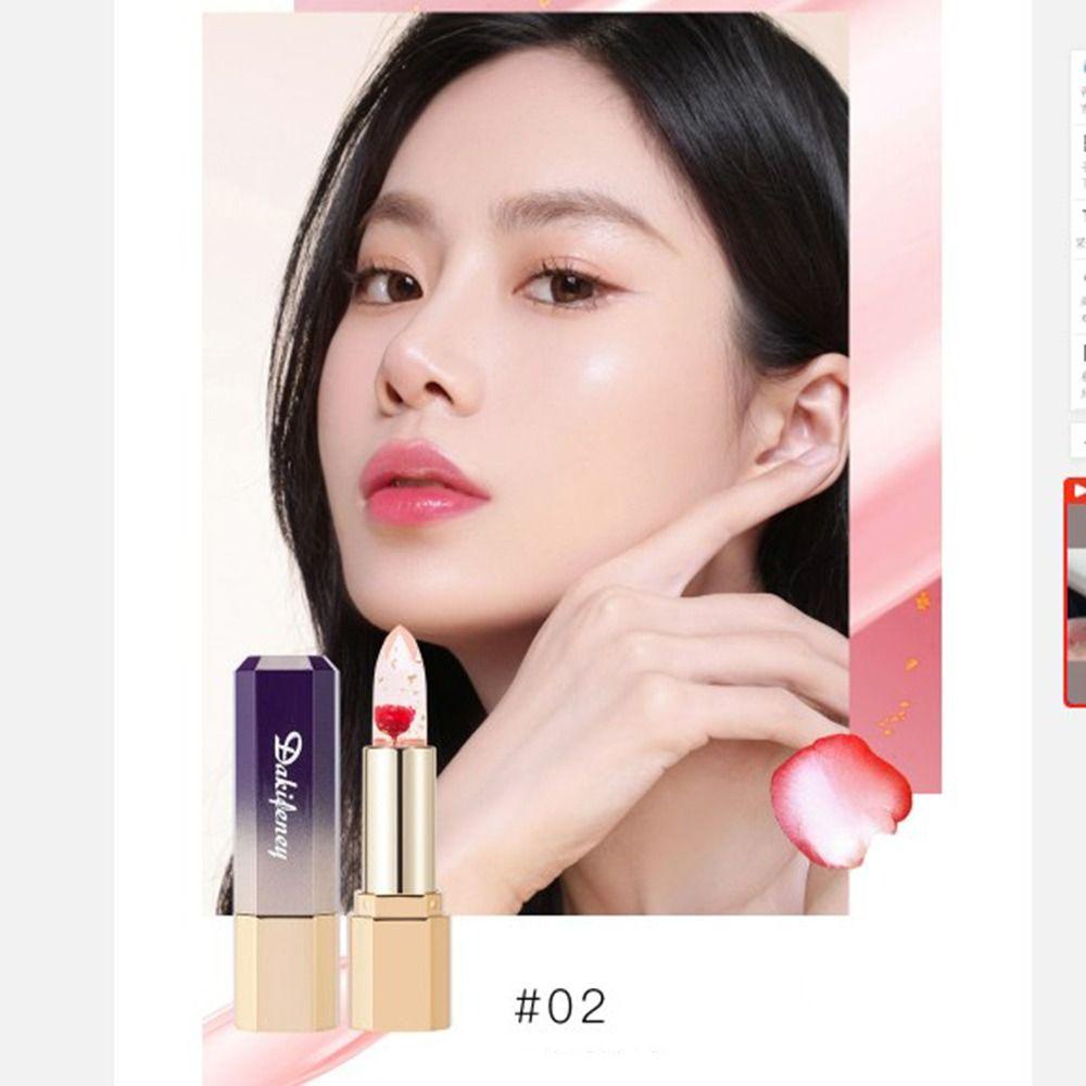 Adamesuo อุณหภูมิเปลี่ยนสี Lip Blam, Non-stick ถ้วยเอดดัลไวส์ฟอยล์ทองเยลลี่ดอกไม้ลิปสติก, Magic เปลี่ยนคริสตัลกันน้ํา Long Lasting Lips Care - รูปที่ 5