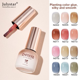 JULYSTAR Zhiyaya 24 สีเจลลี่นู้ดเจลยาทาเล็บโปร่งแสงสีชมพูกึ่งถาวรเคลือบเงาเล็บแช่ปิดยูวีนำ