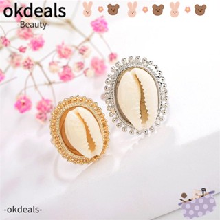 OKDEALS แหวนเซิร์ฟ ประดับเปลือกหอย สไตล์โบฮีเมียน สําหรับผู้หญิง