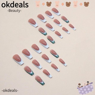 OKDEALS เล็บปลอม หัวเหลี่ยม แบบสวม DIY สําหรับตกแต่งเล็บ