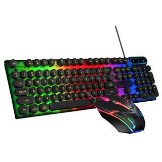 Skylion H600 ชุดคีย์บอร์ดเล่นเกม แบบใช้สาย และเมาส์ 1600dpi 104 คีย์ ไฟ RGB