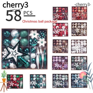 Cherry3 ชุดเครื่องประดับลูกบอล เกล็ดหิมะ สําหรับแขวนตกแต่งบ้าน เทศกาลคริสต์มาส 58 แพ็ค