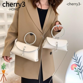 CHERRY3 กระเป๋าสะพายไหล่ หนัง PU แต่งสายโซ่โลหะ ประดับพลอยเทียม แฟชั่นสําหรับผู้หญิง