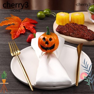 CHERRY3 แหวนโลหะ รูปฟักทอง สีทอง สําหรับตกแต่งโต๊ะฮาโลวีน ปาร์ตี้ 2 ชิ้น