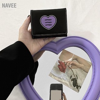 NAVEE กระเป๋าสตางค์ผู้หญิง สไตล์เรียบง่าย สีม่วง กระเป๋าสตางค์ใบเล็ก PU Trifold Multifunctional Wallet